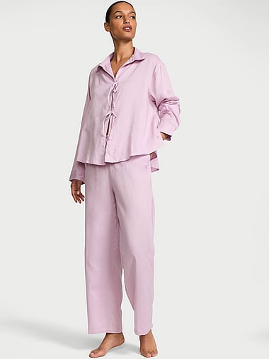 Victoria's Secret - Modal-Cotton Tie-Front Long Pajama Set, image 1