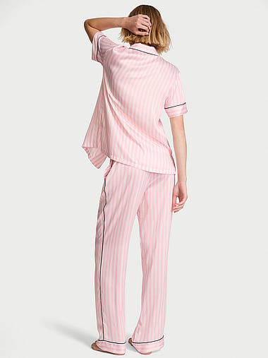 Victoria's Secret - Signature Satin Short-Sleeve Long Pajama Set, image 2