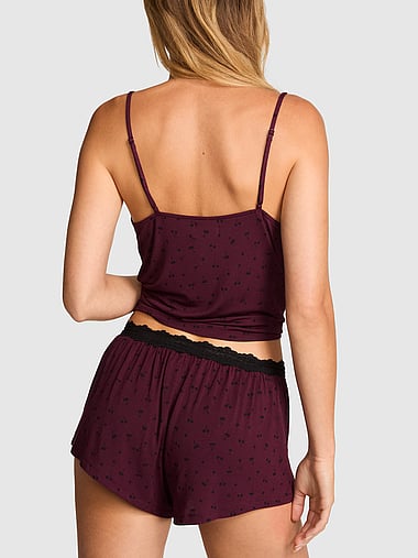PINK - 24/7 Lounge Modal Lace-Trim Micro Shorts, image 2