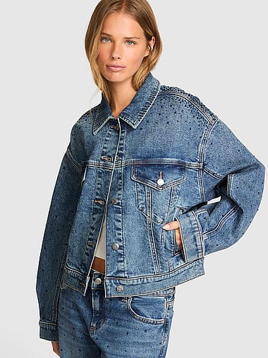 PINK - Denim by PINK Boyfriend Trucker Jacket, image 1