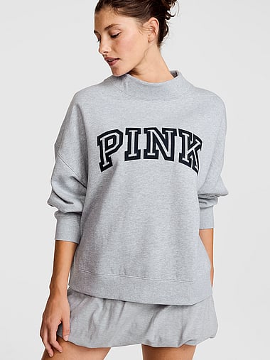 PINK - Campus Fleece™ Oversized Mock-Neck Sweatshirt, image 1