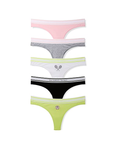 Трусы-стринги Tennis, с логотипом, хлопок, 5 шт. — Victoria's Secret