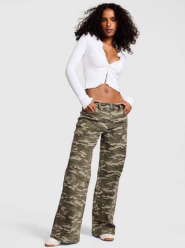 PINK - Denim by PINK Mid-Rise Baggy Wide-Leg Jeans, image 1