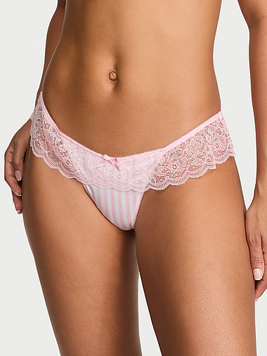 Victoria's Secret - Tease Satin Lace-Trim Skirted Thong Panty, image 1