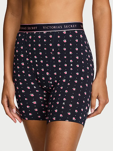 Трусы-боксеры, высокая посадка, с логотипом, хлопок — Victoria's Secret