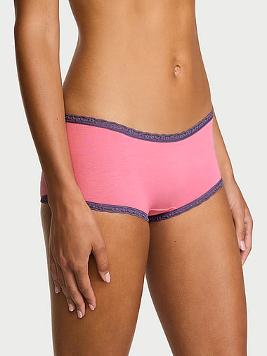 Lace Trim - Cotton Lace-Trim Boyshort Panty, image 1