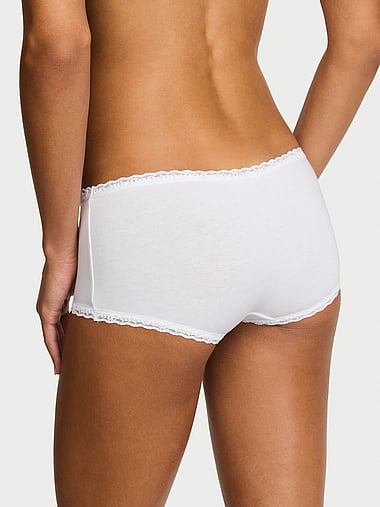 Lace Trim - Cotton Lace-Trim Boyshort Panty, image 2