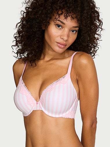 The T-shirt - Cotton Lace-Trim Lightly Lined Full-Coverage Bra, image 1