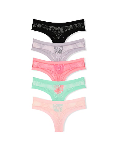 Victoria's Secret - 5-Pack No-Show Butterfly Lace Thong Panties