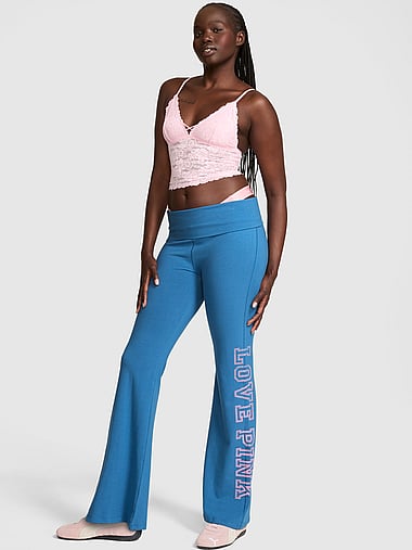 PINK - All-Day Cotton™ Foldover Flare Leggings, image 1