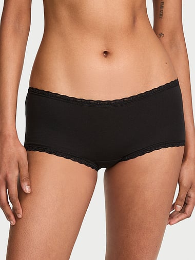Lace Trim - Cotton Lace-Trim Boyshort Panty, image 1