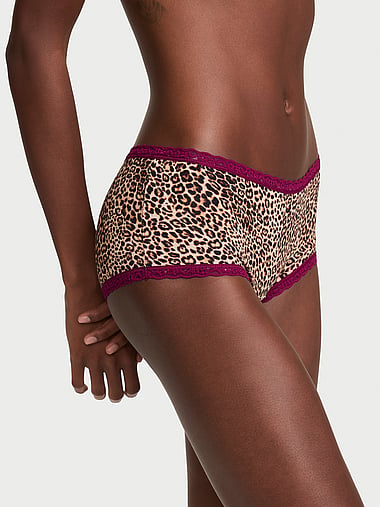 Lace Trim - Cotton Lace-Trim Boyshort Panty, image 1