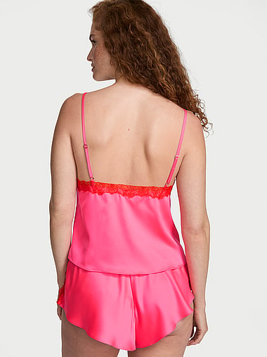 Very Sexy - Satin Rose Lace-Trim Cami & Flutter Short Set, image 2