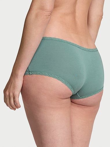 Lace Trim - Cotton Lace-Trim Boyshort Panty, image 2