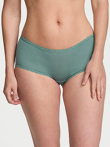 Трусы-шортики, кружевная отделка, хлопок — Victoria's Secret