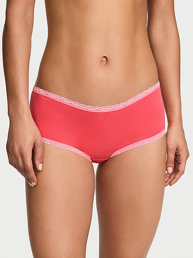 Lace Trim - Cotton Lace-Trim Boyshort Panty, image 1