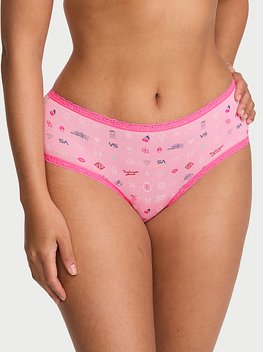 Lace Trim - Cotton Lace-Waist Cheeky Panty, image 1