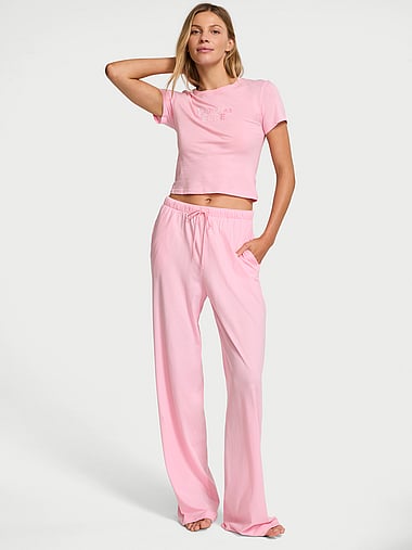 Victoria's Secret - 100% Cotton Tee Long Pajama Set, image 1