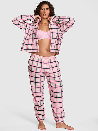 PINK - 100% Cotton Favorite Flannel Jogger Pajama Pants, image 1