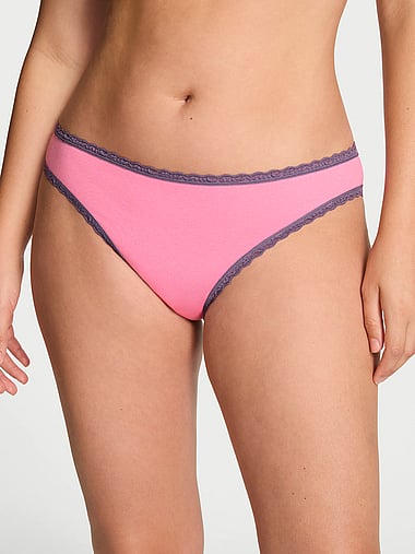 Lace Trim - Cotton Lace-Waist Bikini Panty, image 1