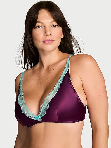 Victoria's Secret - Tease Satin Lace-Trim Wireless Plunge Bra, image 1