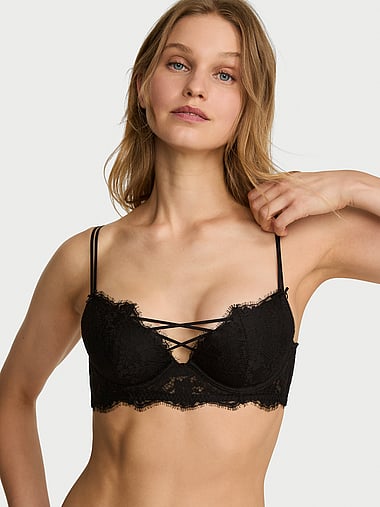 Бра, мягкая чашка, глубокий вырез, шнуровка, кружево — Victoria's Secret