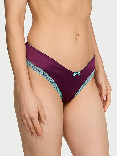Victoria's Secret - Tease Satin Lace-Trim Cheeky Panty in Lace Trim, image 1