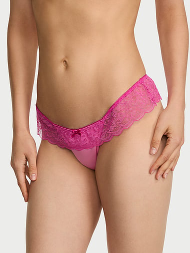 Victoria's Secret - Tease Satin Lace-Trim Skirted Thong Panty, image 1