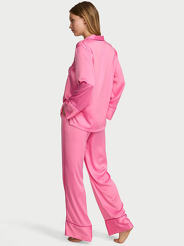 Signature Satin Long Pajama Set, image 2