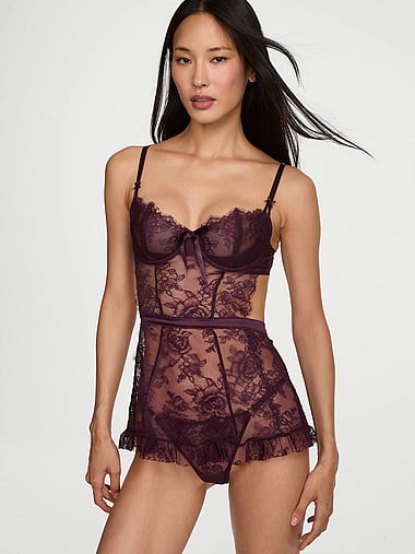 Victoria's Secret - Wicked Unlined Rose Lace Apron Set, image 1