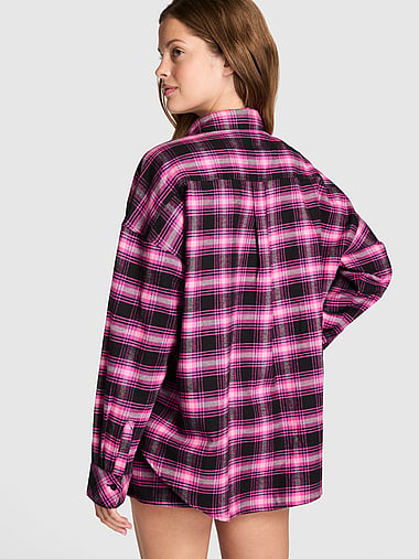 PINK - 100% Cotton Favorite Flannel Button-Down Sleepshirt, image 2