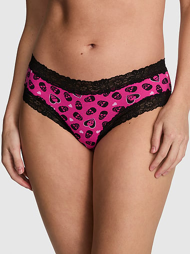 PINK - PINK Wink™ Lace-Trim Cotton Cheeky Panty, image 1