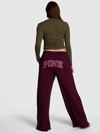 PINK - Campus Fleece™ Wide-Leg Split-Hem Sweatpants, image 1