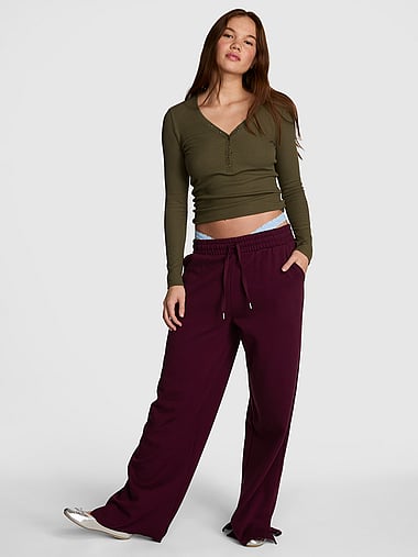 PINK - Campus Fleece™ Wide-Leg Split-Hem Sweatpants, image 2