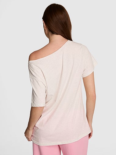 PINK - Campus Cotton™ Off-The-Shoulder Tee, image 2