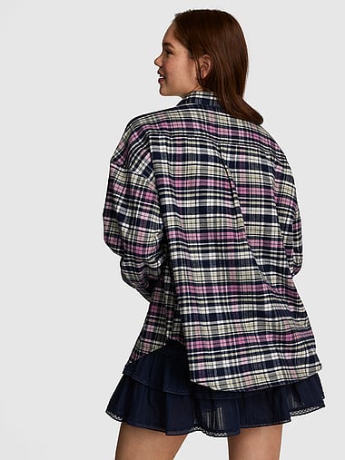 PINK - 100% Cotton Favorite Flannel Button-Down Sleepshirt, image 2