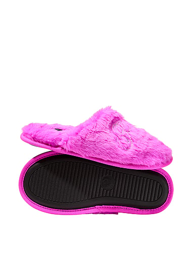 PINK - Faux-Fur Closed-Toe Slippers