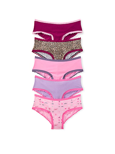 Victoria's Secret - 5-Pack Cotton Lace-Trim Cheeky Panties