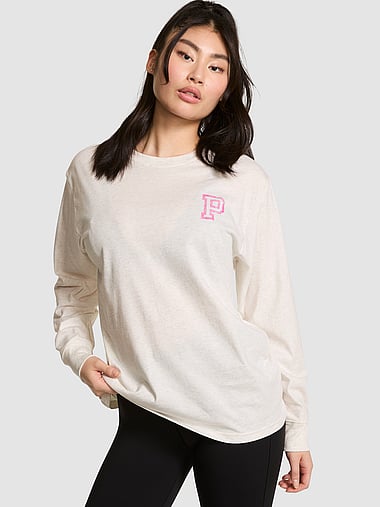 PINK - Campus Cotton™ Long-Sleeve Tee, image 1