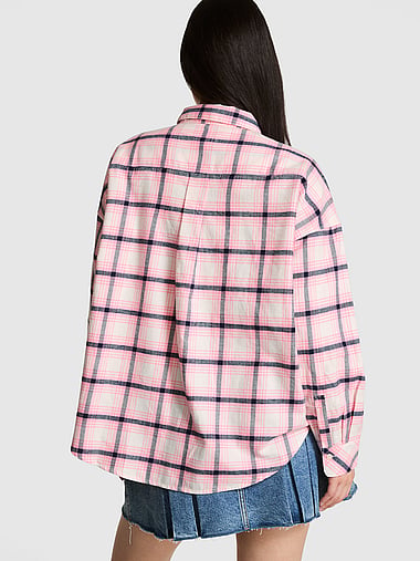 PINK - 100% Cotton Favorite Flannel Button-Down Sleepshirt, image 2