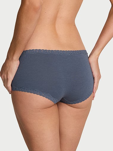 Lace Trim - Cotton Lace-Trim Boyshort Panty, image 2