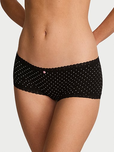 Lace Trim - Cotton Lace-Trim Boyshort Panty, image 1