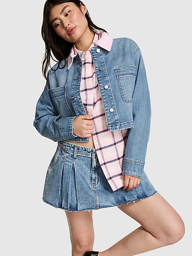 PINK - Denim by PINK Cropped Denim Jacket, image 1