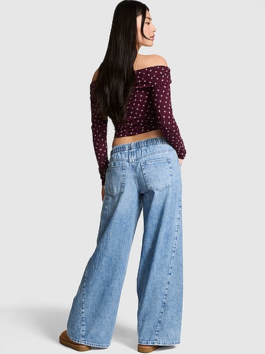 PINK - Front-Tie Low-Rise Wide-Leg Pants, image 2