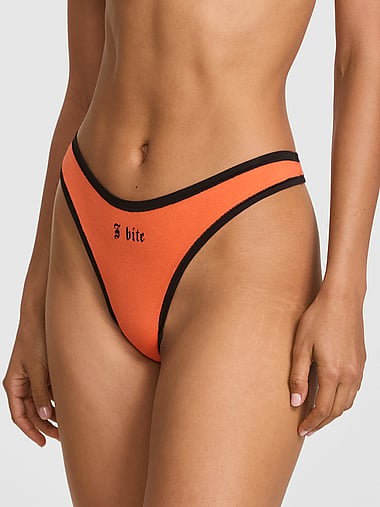 PINK - Cotton High-Leg Thong Panty, image 1