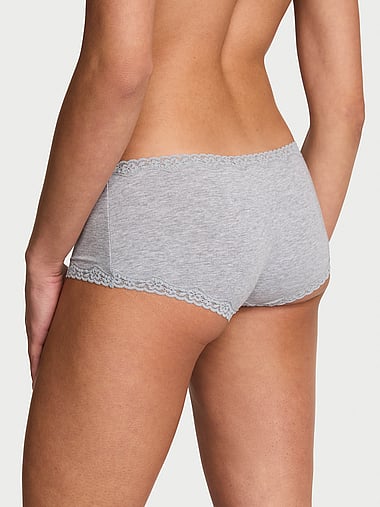 Lace Trim - Cotton Lace-Trim Boyshort Panty, image 2