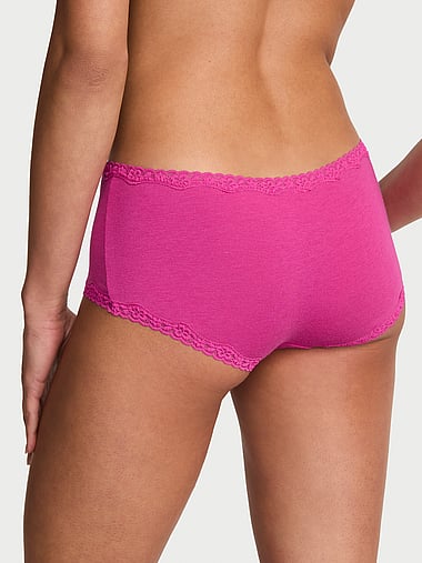 Lace Trim - Cotton Lace-Trim Boyshort Panty, image 2