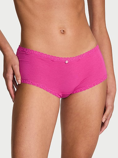 Lace Trim - Cotton Lace-Trim Boyshort Panty, image 1
