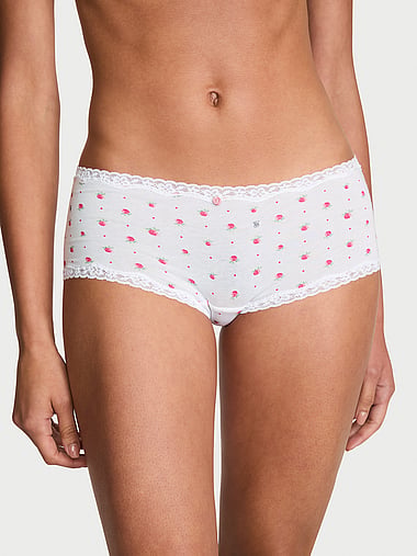 Lace Trim - Cotton Lace-Trim Boyshort Panty, image 1