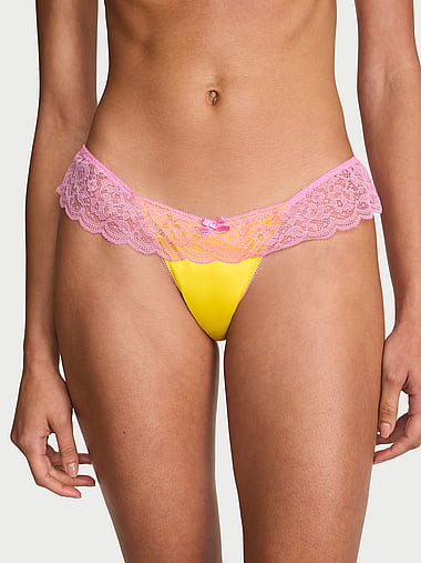 Victoria's Secret - Tease Satin Lace-Trim Skirted Thong Panty, image 1